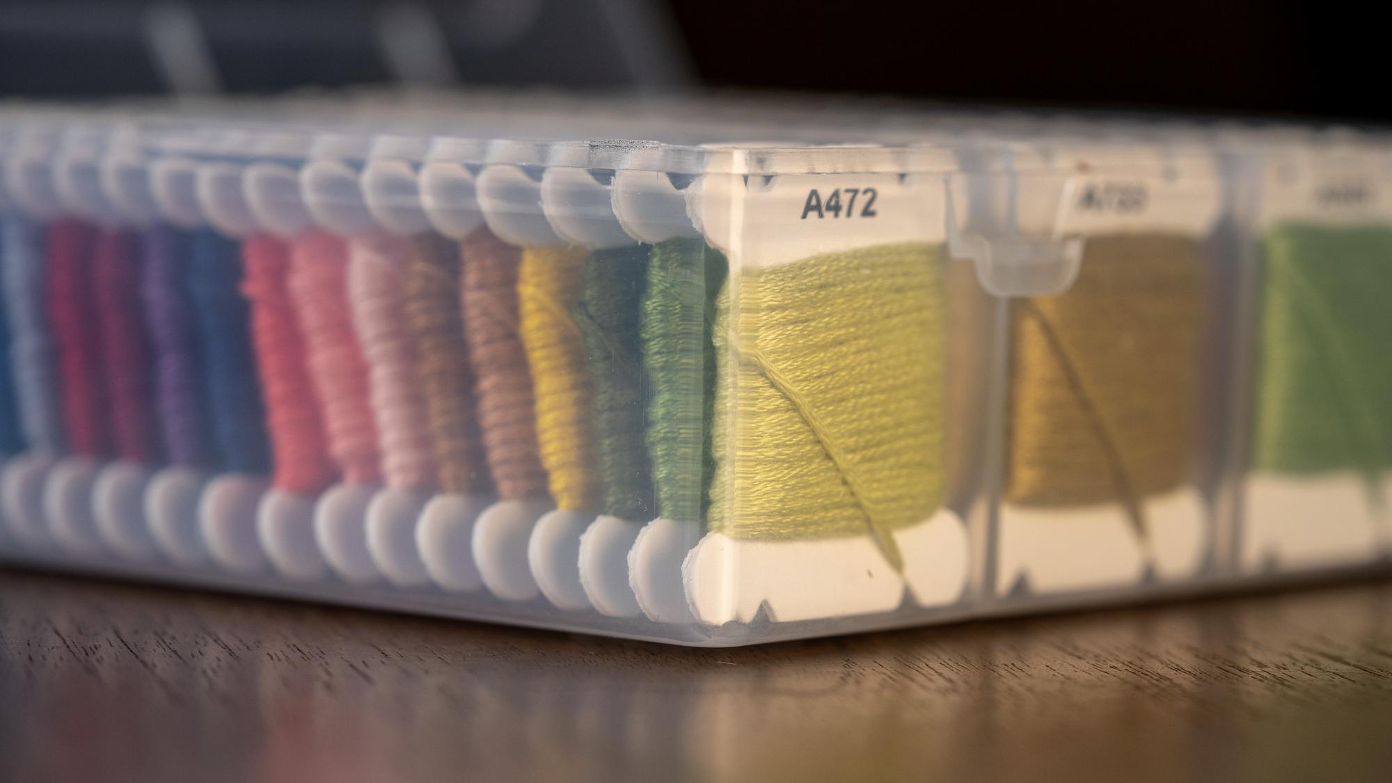 Customer sample board with thread swatches